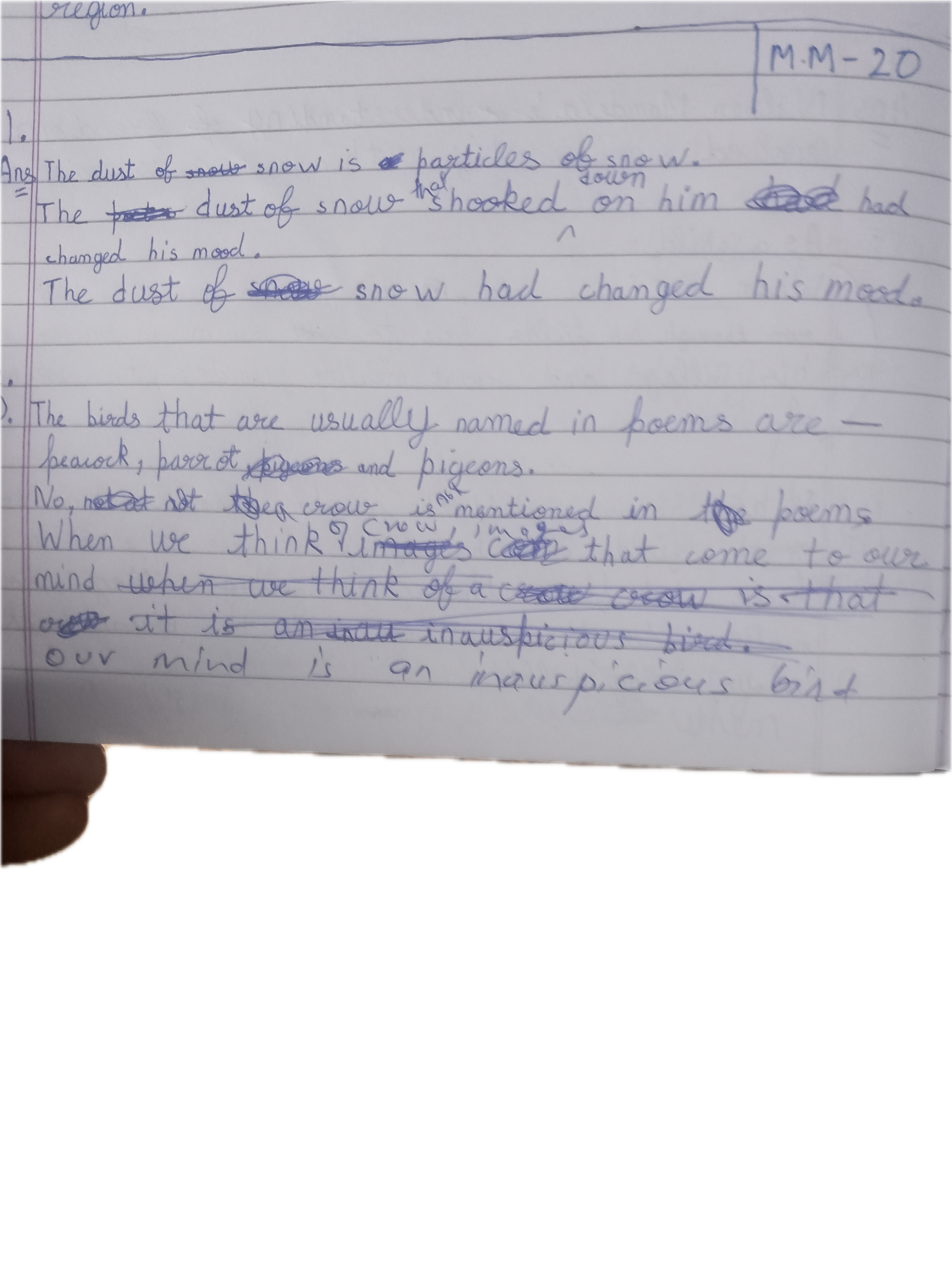 Dust of Snow Note 1